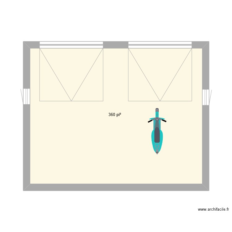 garage. Plan de 1 pièce et 33 m2