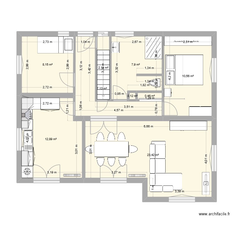 ALChamaka V2. Plan de 9 pièces et 73 m2