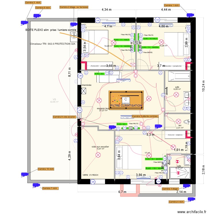 THIERRY   RDCH    PLOMBERIE. Plan de 24 pièces et 360 m2