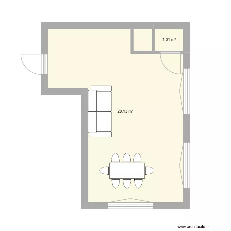 CUISINE/SALON/SALLE A MANGER Option 1. Plan de 2 et 29 m² CUISINE/SALON/SALLE A MANGER Option 1. Plan de 2 et 29 m²