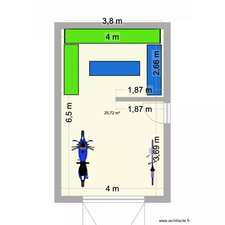 Garage. Plan de 1  et 26 m²