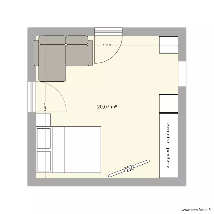 Chambre Jules. Plan de 1 et 20 m² Chambre Jules. Plan de 1 et 20 m²