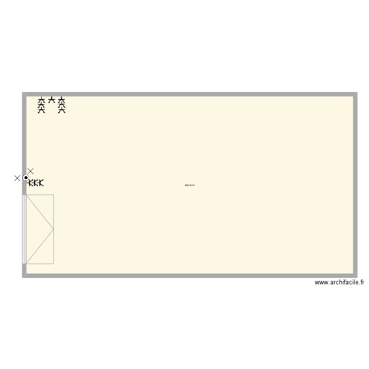 hangar fond. Plan de 1 pièce et 306 m2