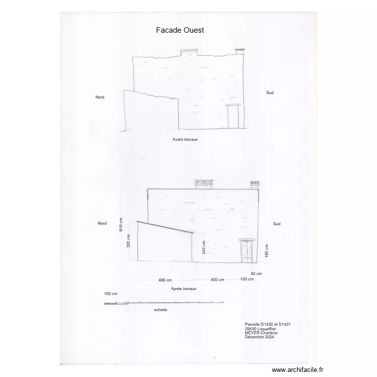 Facade Ouest D1430 D1431. Plan de 