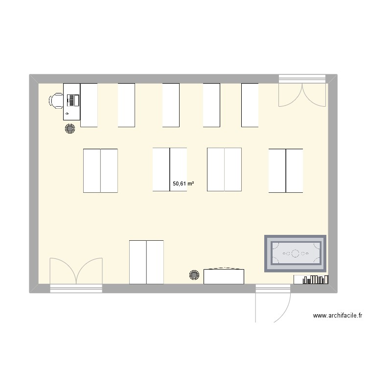 Etude P2. Plan de 1 pièce et 51 m2