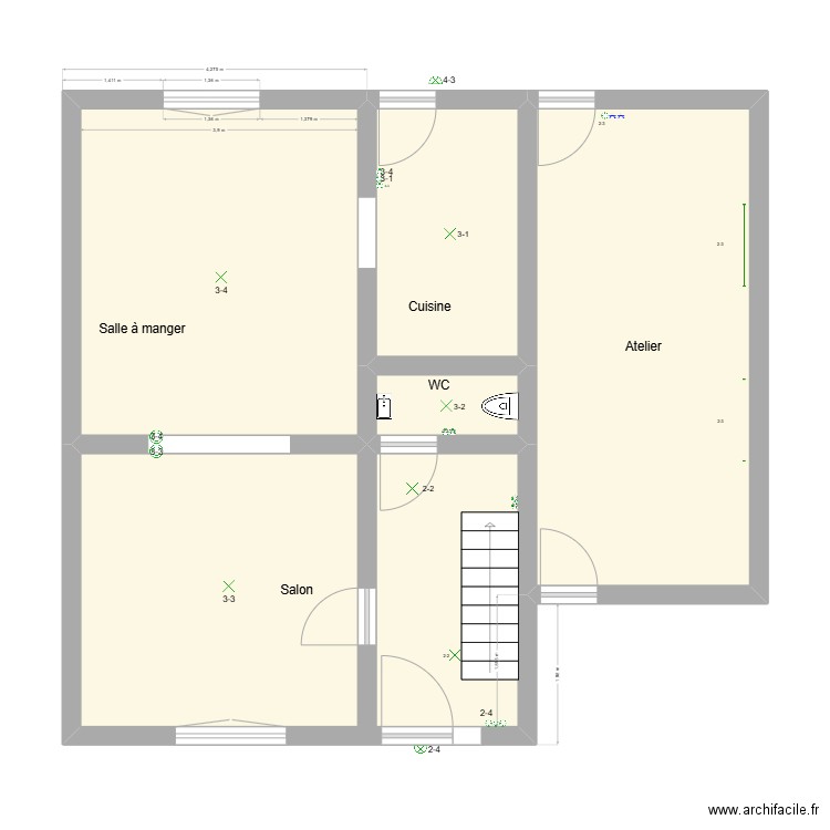 N°29 RDC. Plan de 5 pièces et 69 m2
