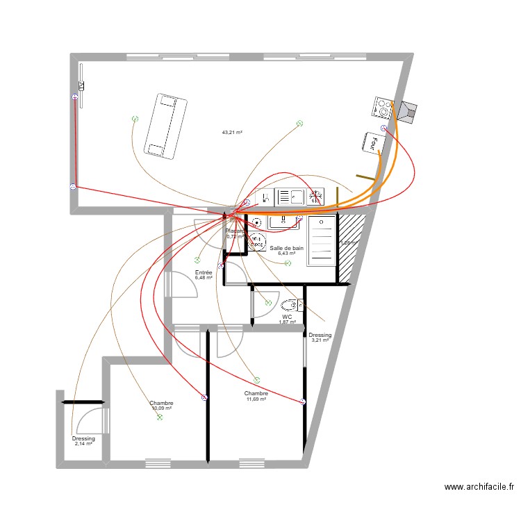 Appart dervallière Entrée 2. Plan de 10 pièces et 87 m2