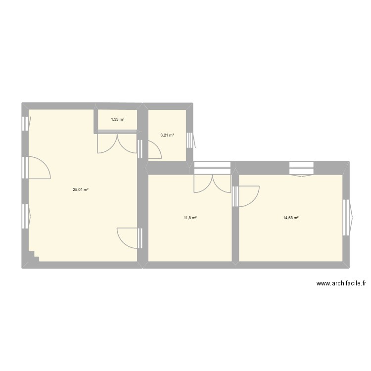 RDC_travaux. Plan de 5 pièces et 56 m2
