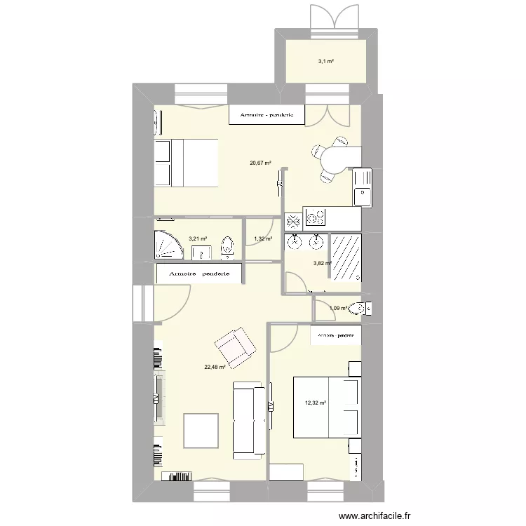 Appartement modifier quer. Plan de 