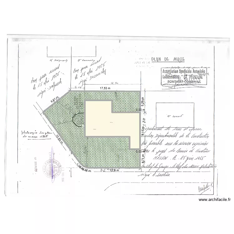 troen plan. Plan de 2  et 352 m²