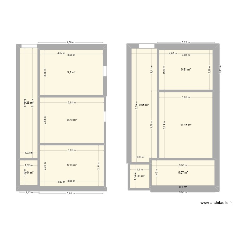 maison. Plan de 11 pièces et 68 m2