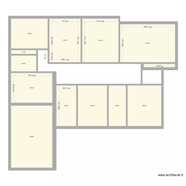 &Eacute;tage chauffage. Plan de 13  et 164 m²