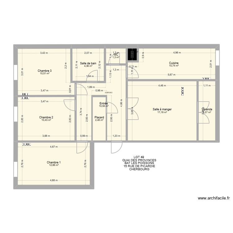 BAT LES POISSONS APP49. Plan de 0 pièce et 0 m2