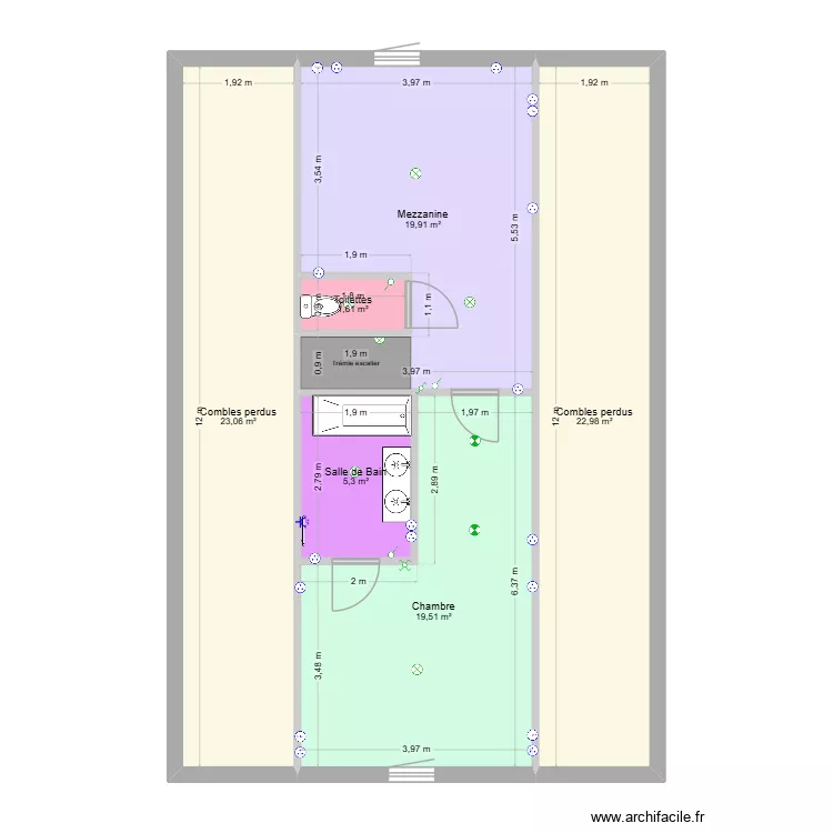 Plan étage élec. Plan de 6 et 92 m² Plan étage élec. Plan de 6 et 92 m²