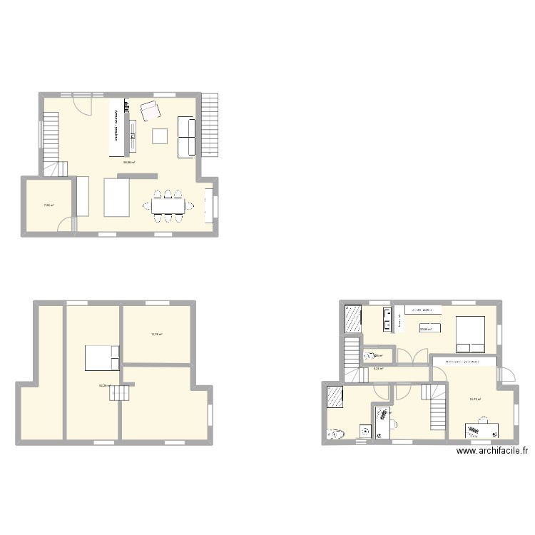 Trèfles roses - Plan C. Plan de 9 pièces et 191 m2