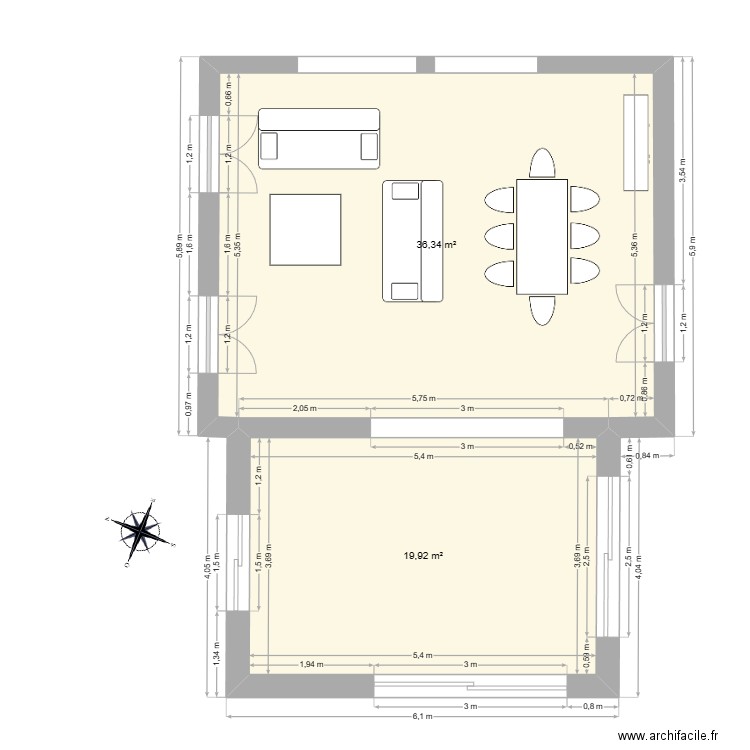 Agrandissement ouest. Plan de 0 pièce et 0 m2