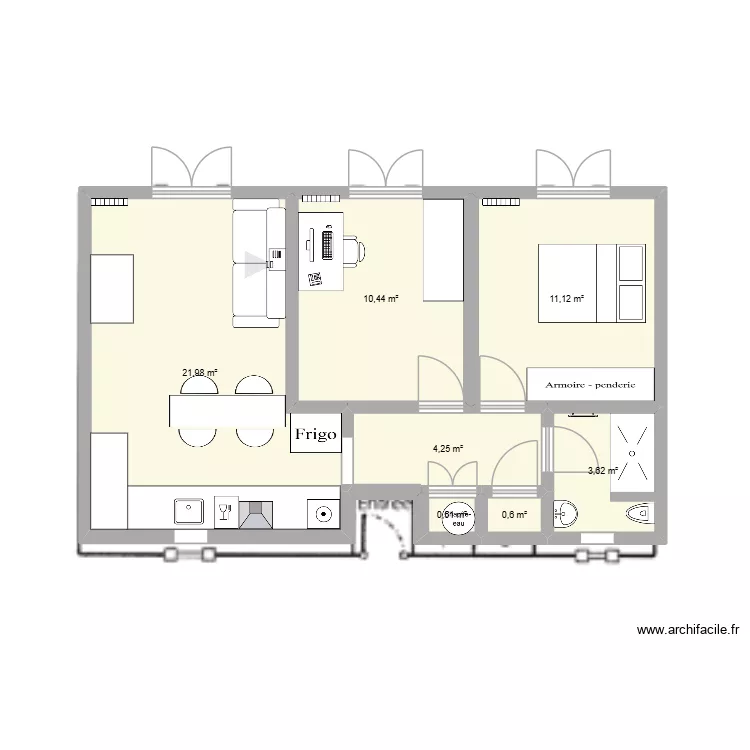 APPART VILLENEUVE. Plan de 7  et 53 m²