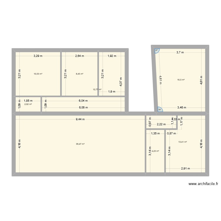 appart clichy. Plan de 8 pièces et 107 m2