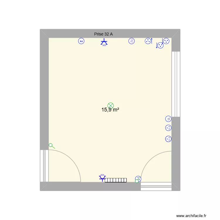 Cuisine Mad. Plan de 1 Pièce et 16 m² Cuisine Mad. Plan de 1 Pièce et 16 m²