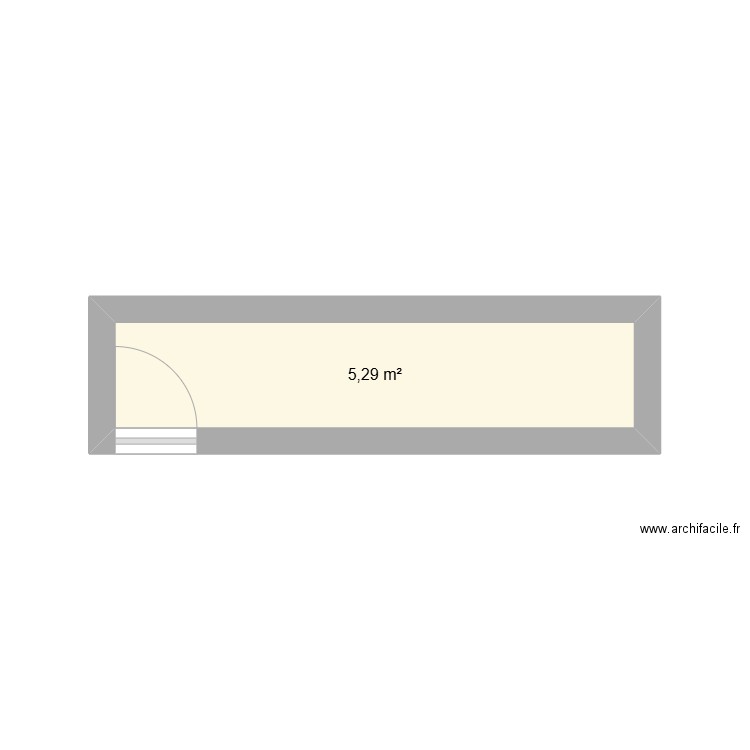 Plan facade avant travaux. Plan de 1 pièce et 5 m2