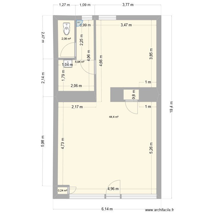 Plan local gauche BROONS. Plan de 4 pièces et 53 m2