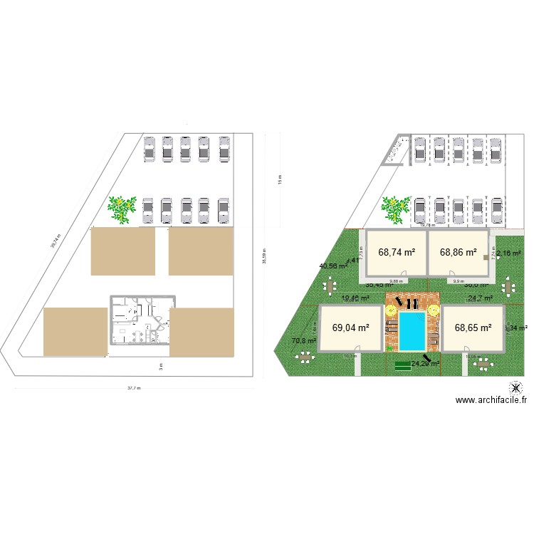 les4chemins suite. Plan de 4 pièces et 283 m2