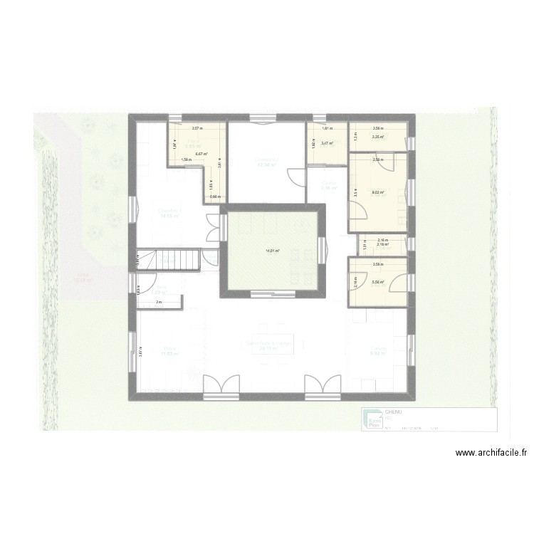 RdC Esquay. Plan de 7 pièces et 44 m2