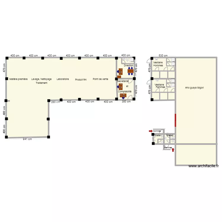 Chez Jos&eacute;e fondations v2. Plan de 13  et 569 m²