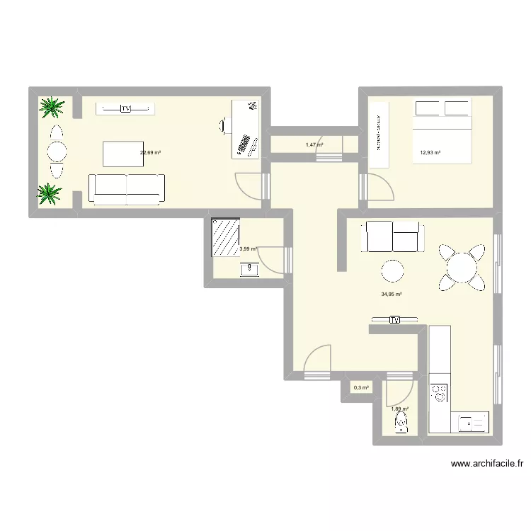 Cannes. Plan de 7  et 78 m²