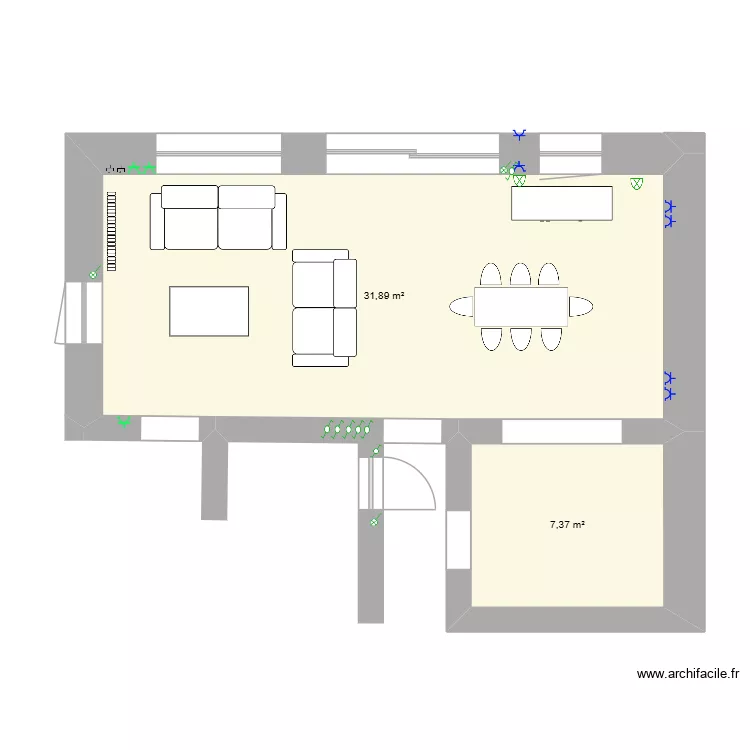 Maison Moignelee. Plan de 2  et 39 m²