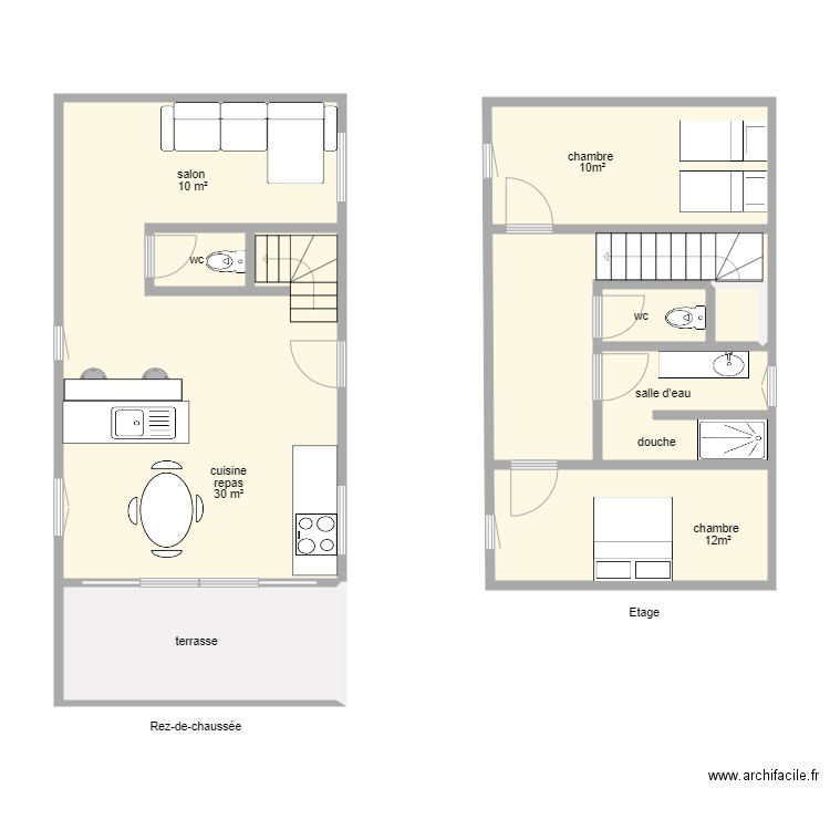 87G6170. Plan de 8 pièces et 81 m2