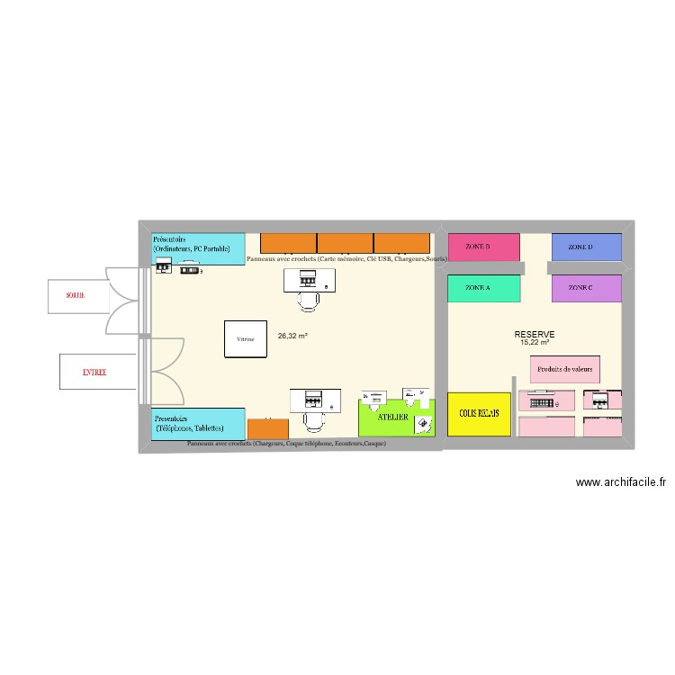 infoplus. Plan de 2 pièces et 42 m2
