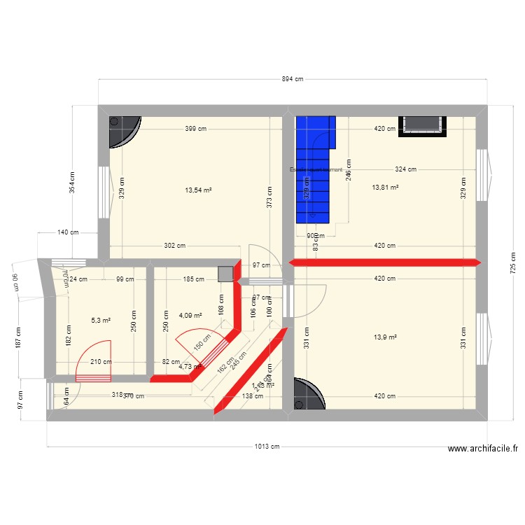 plan vierge. Plan de 19 pièces et 110 m2