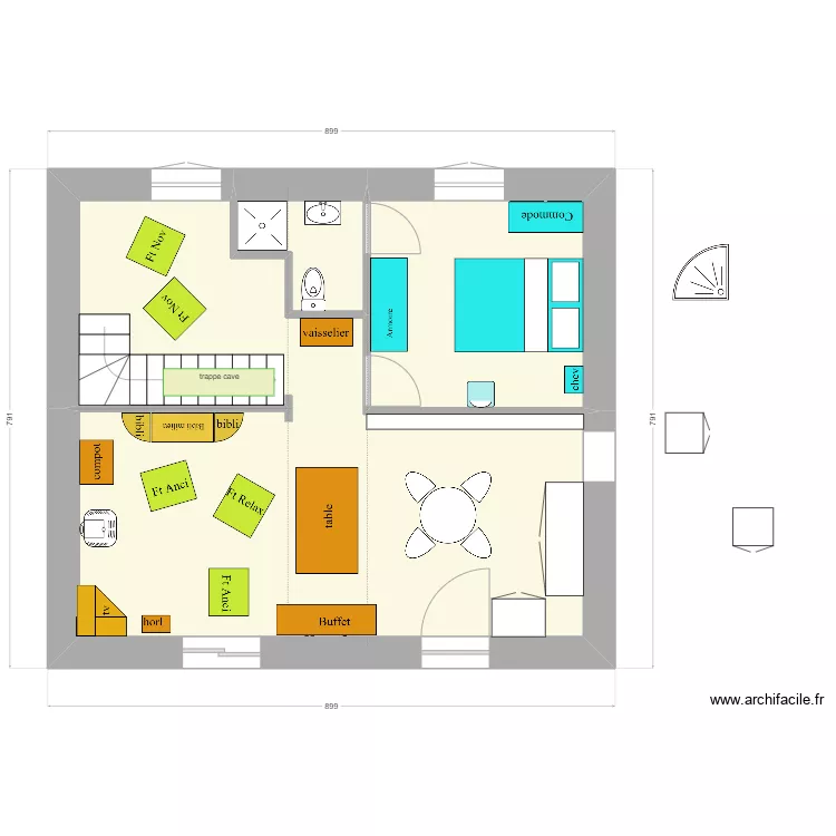 en face : essai 6. Plan de 