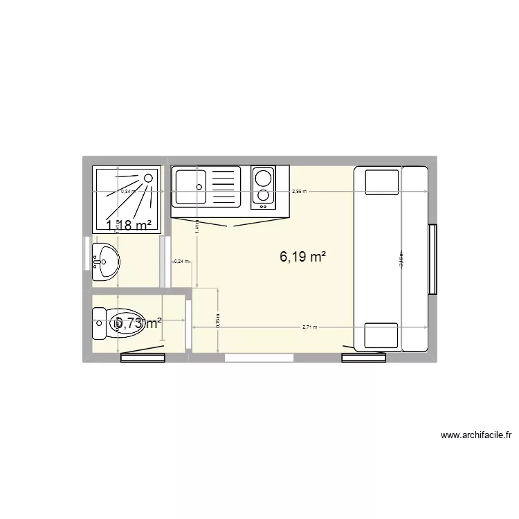 robinson. Plan de 3  et 8 m²