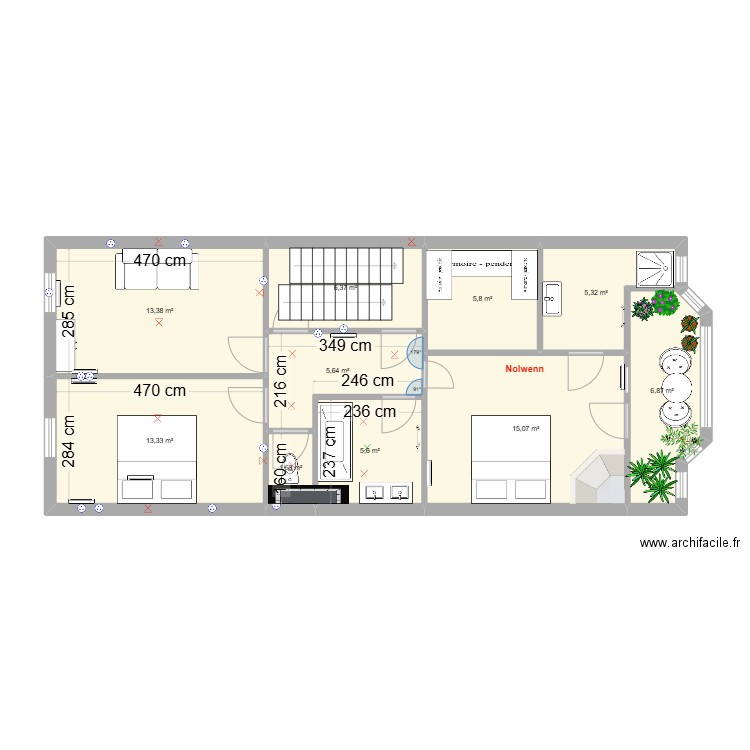 Cours de la Somme. Plan de 10 pièces et 79 m2