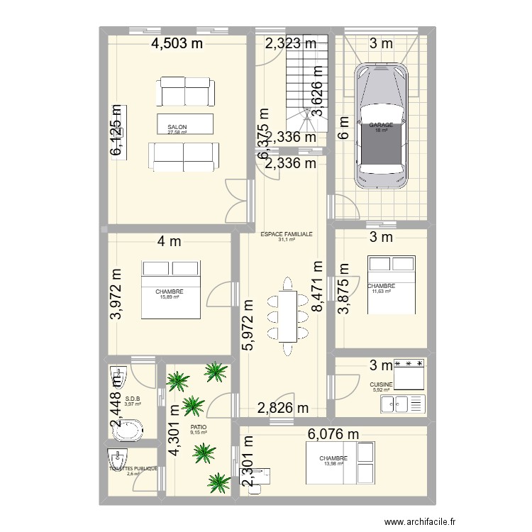 PLAN. Plan de 10 pièces et 140 m2