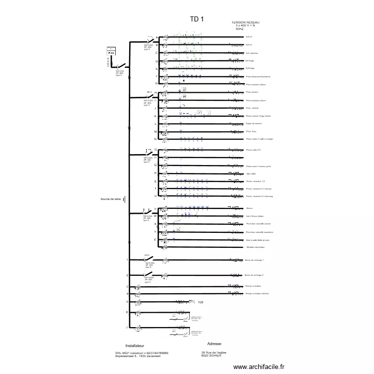 Tableau  TD1 SOYER. Plan de 