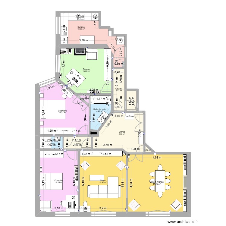 9 Bis 2. Plan de 15 pièces et 129 m2