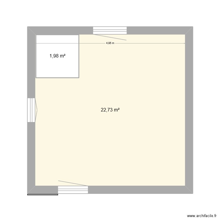 grange etage. Plan de 2 pièces et 27 m2