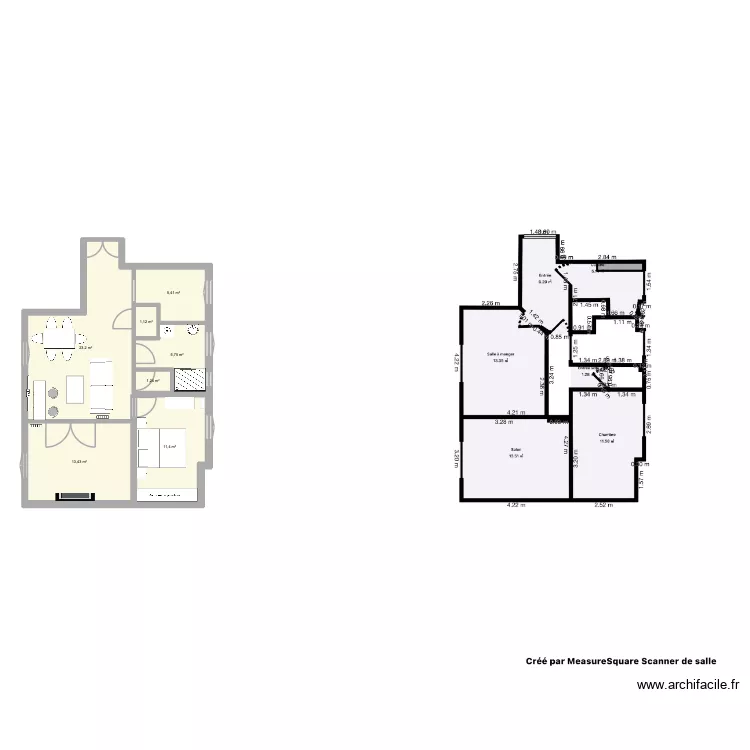 square. Plan de 7 pièces et 62 m²