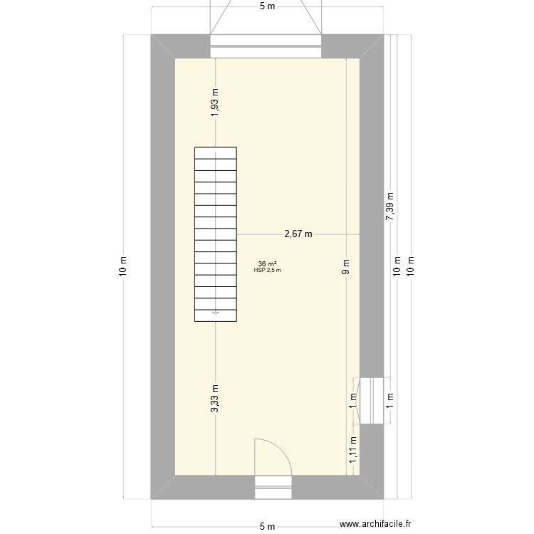 RDC fait. Plan de 3 pièces et 83 m2