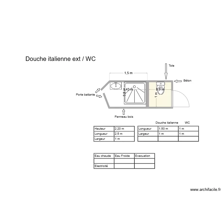 DOUCHE ITALIENNE EXT. Plan de 