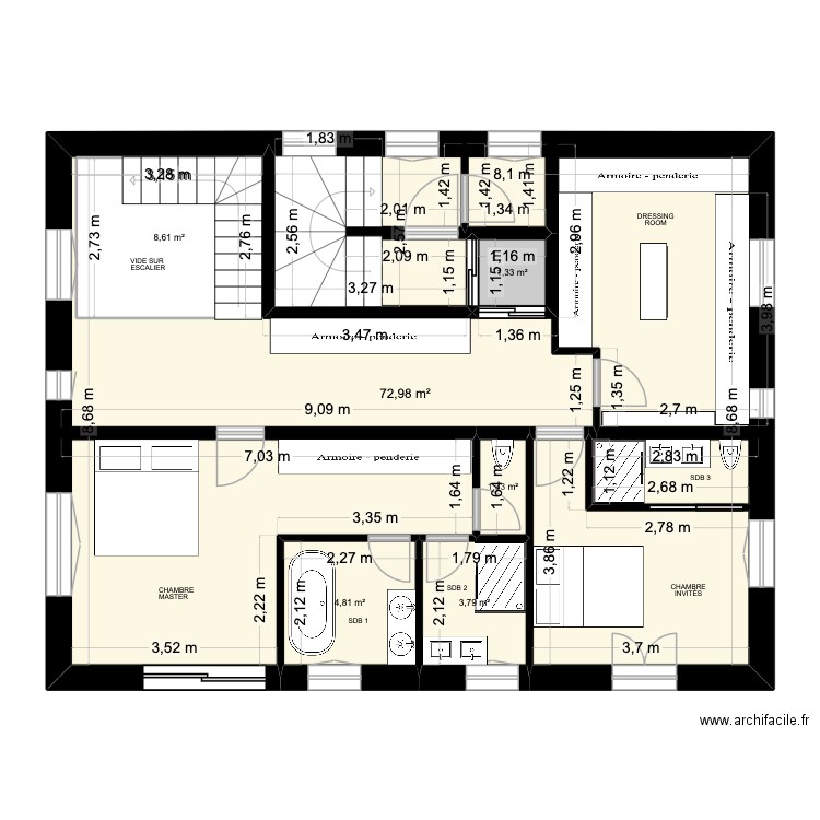 ESPÉRANCE 1er ETAGE. Plan de 6 pièces et 102 m2