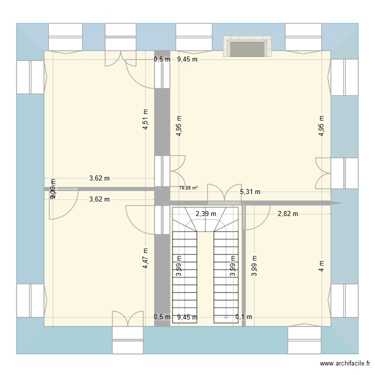 Zicavo Etage2 actuel. Plan de 1 pièce et 80 m2