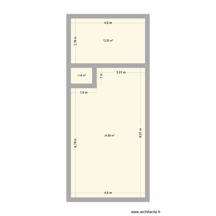 Angleterre Cour. Plan de 3  et 49 m²