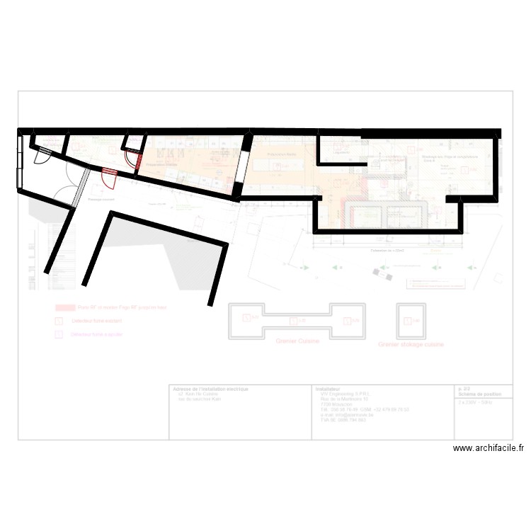 cuisine. Plan de 4 pièces et 88 m2