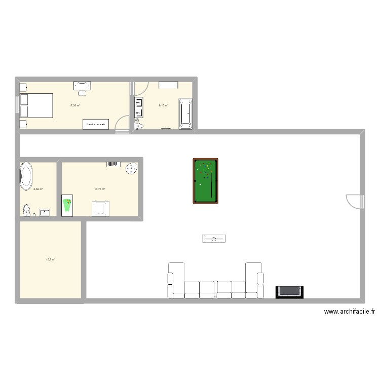 ma maison. Plan de 5 pièces et 62 m2