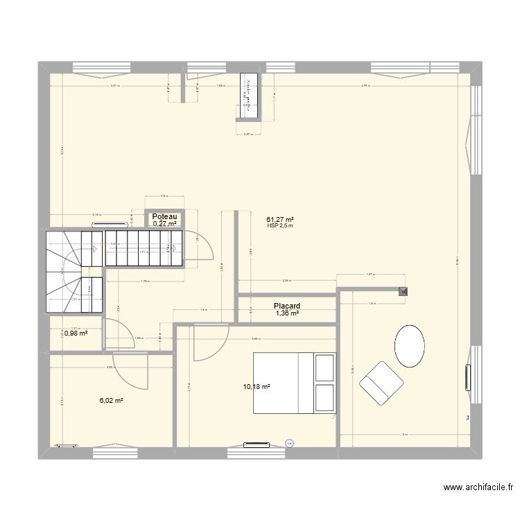 ma maison. Plan de 6 pièces et 80 m2