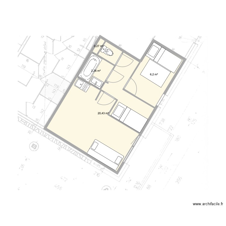 montagne. Plan de 4 pièces et 29 m2